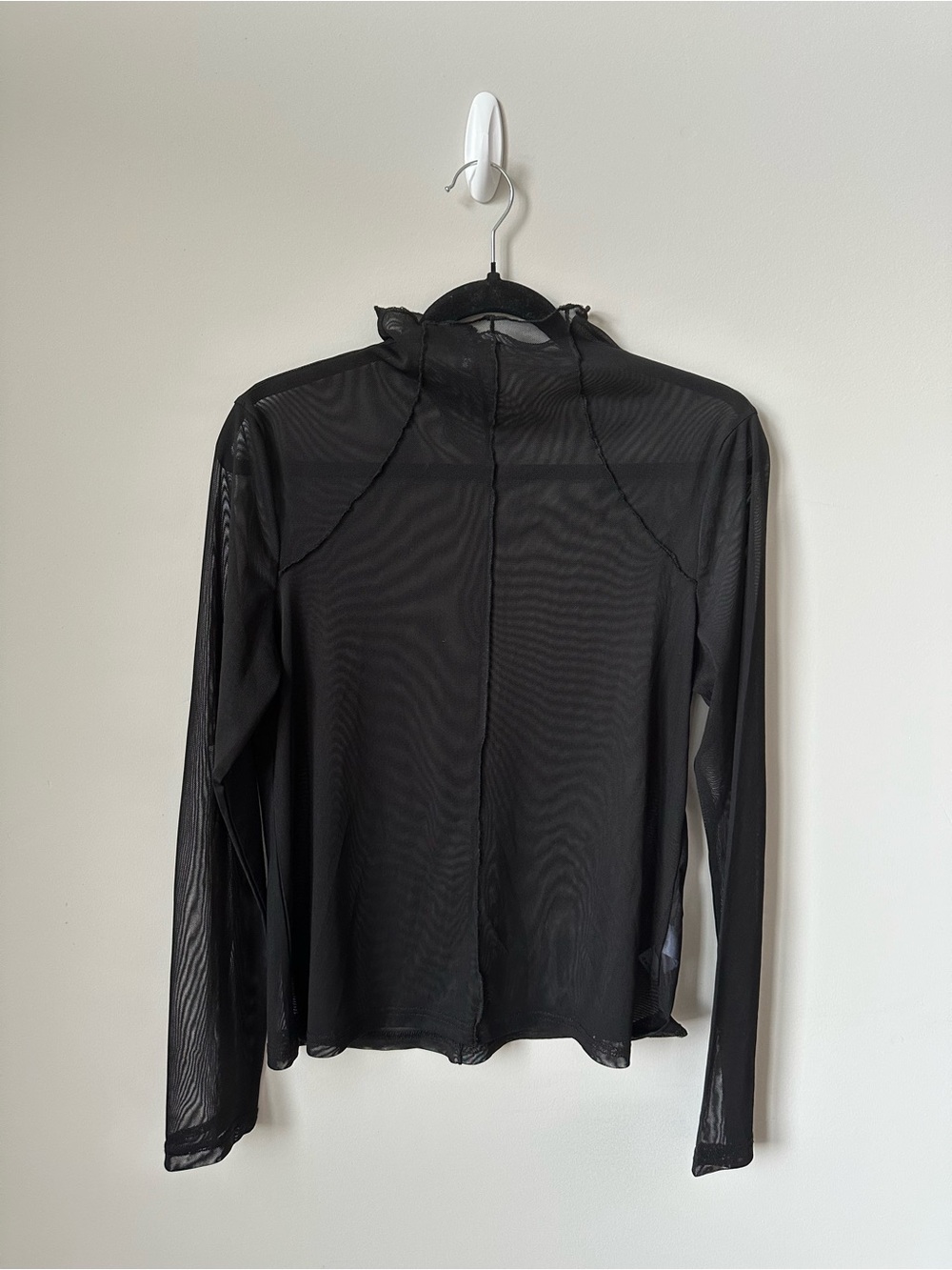 Dynamite Black Sheer Long-Sleeve Mesh Top